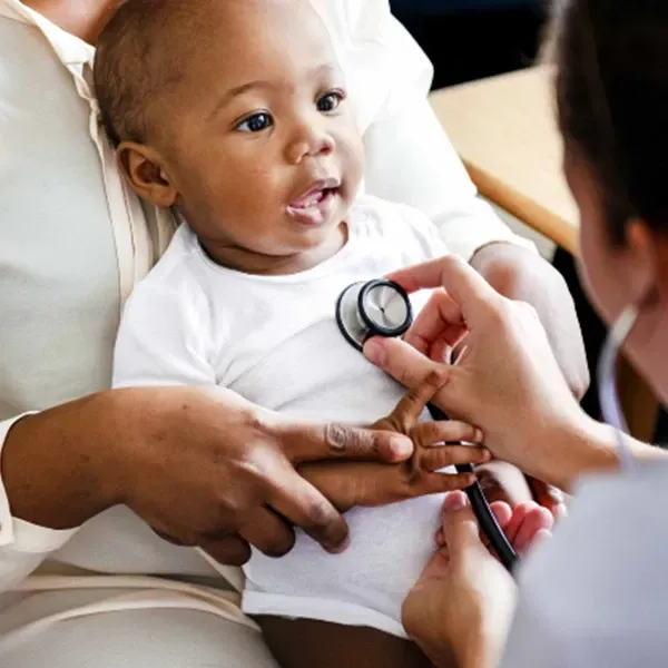 A baby and a doctor