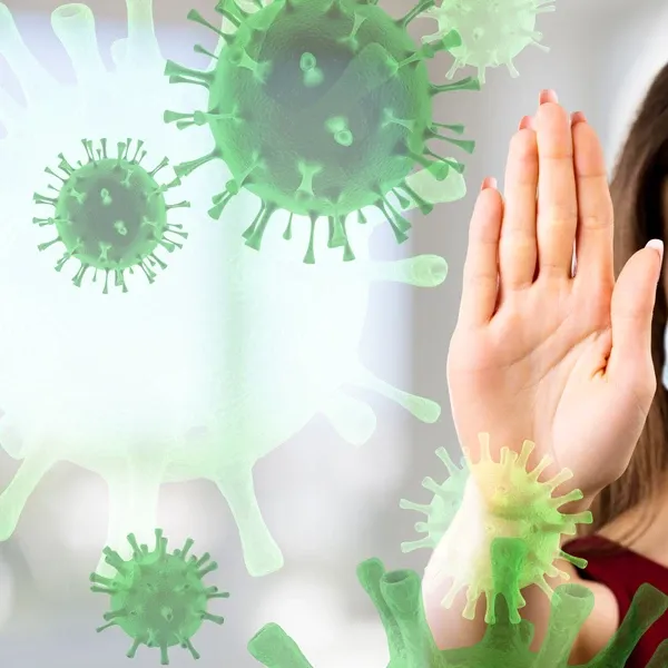 woman using mask to stay safe from germs