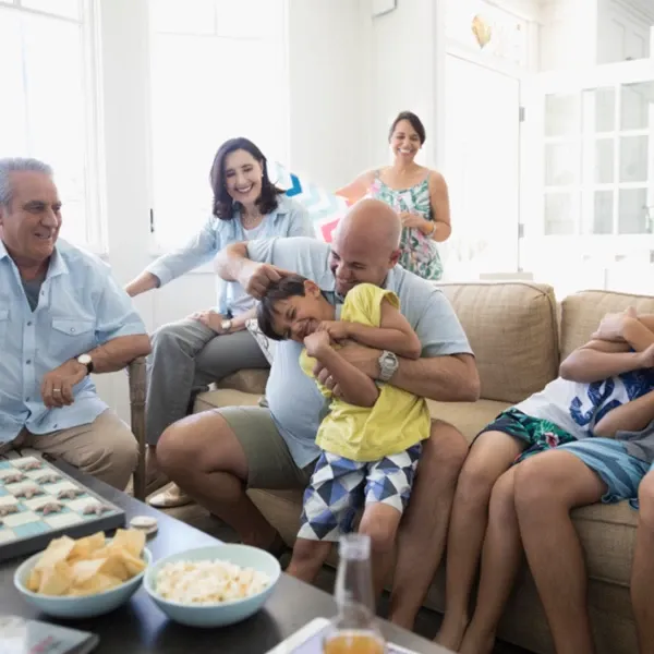 Family in a living room