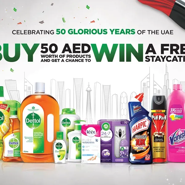Win 50 Staycations on 50th Anniversary with Dettol, Veet, Pif Paf, Finish, Harpic, Vanish & Airwick.