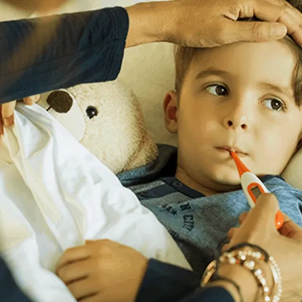 Child has high temperature